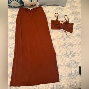 l*space Rust Maxi Skirt in Deep Brick